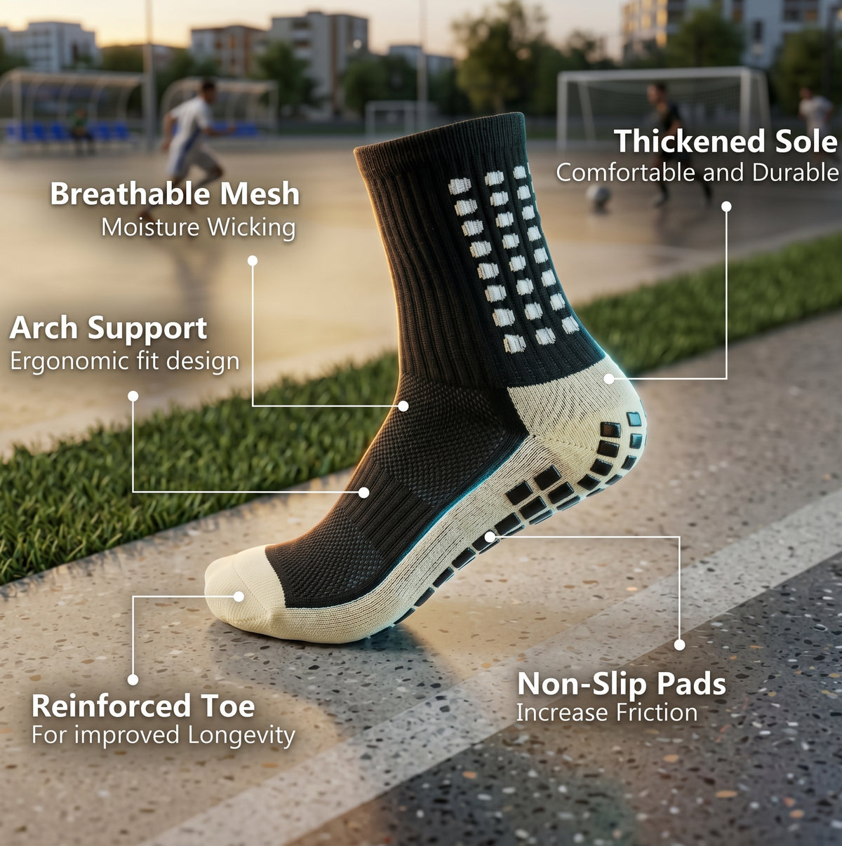 1/4 Pairs Anti-Slip Soccer Women Men Outdoor Sport Grip Football Yoga Socks