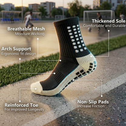1/4 Pairs Anti-Slip Soccer Women Men Outdoor Sport Grip Football Yoga Socks